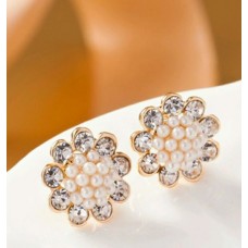 #1089 Beautiful Noble Women Luxury Simulated Pearl Sparking Rhinestone Earring