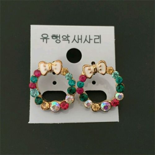 #1092 2016 new Korean luxury elegant fashion colorful  rhinestone earring