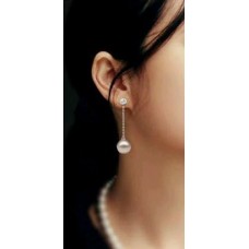 #1096 Korean Version Of The Long Section  Fashion Rhinestone Pearl Drop Earrings