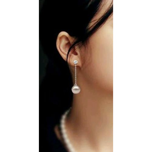 #1096 Korean Version Of The Long Section  Fashion Rhinestone Pearl Drop Earrings