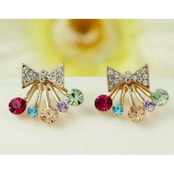 #1098 Fashion earrings imitation diamond bow multicolored earrings #1098 Fashion earrings imitation diamond bow multicolored earrings