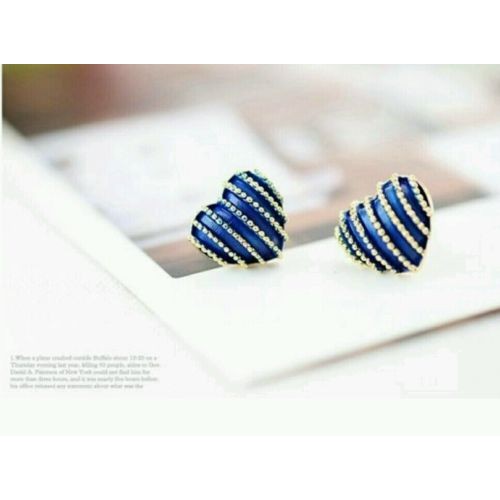#1111 Latest Fashion British Style Retro Ladies Temperament blue Heart Earrings