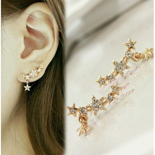 #1116 Shining Full Bore Little Star Spherical Crystal Flower Stud Earrings Women