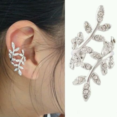 #1119 Silver Korean Style Without Pierced Plum Flowers Ear Bones Clip Earring