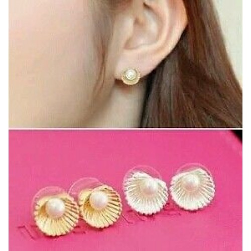 #1124 Korea Imitation Pearl Shell Earrings No Pierced Ear  Earrings