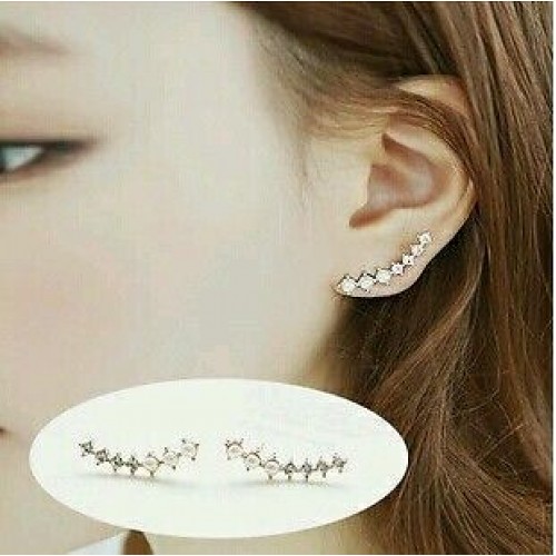 #1126 Hot Selling Simulated Pearl Jewelry Rhinestone Big Dipper Stud Earrings