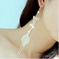 #1134 Women's Butterfly Dragonfly Leaf Drop Long Tassels Silver  Earring