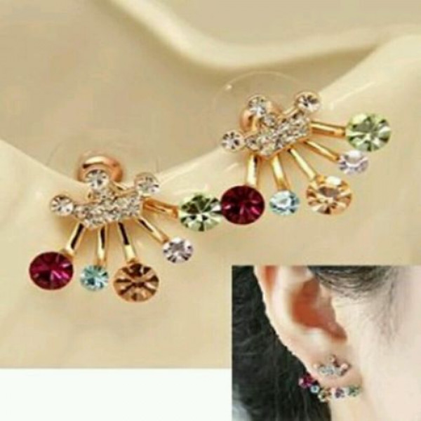 #1137 Fashion earrings imitation diamond crown shape multicolored earrings #1137 Fashion earrings imitation diamond crown shape multicolored earrings