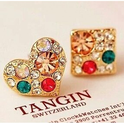 #1142 Korean version of sweet wild imitation diamond crystal earrings