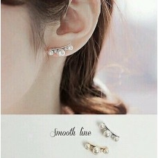 #1147 Korean jewelry imitation pearl ladies curved gold  earrings