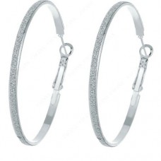 #1158 Silver Plated Hoop Long Earrings For Women Big Round earrings