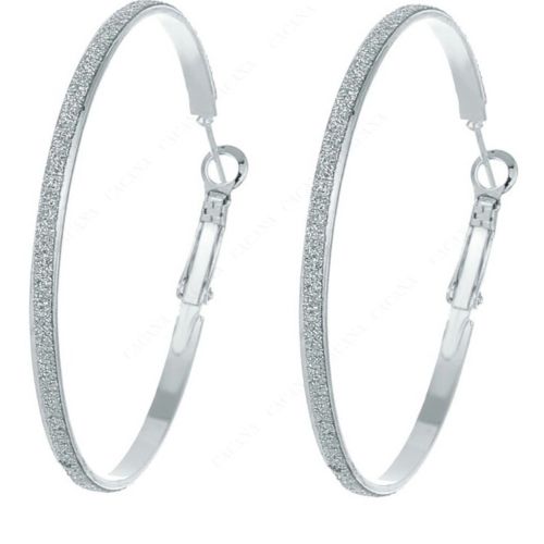 #1158 Silver Plated Hoop Long Earrings For Women Big Round earrings