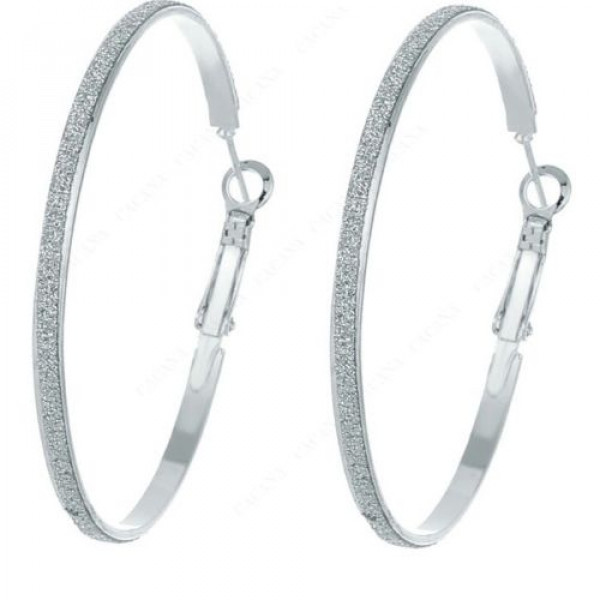 #1158 Silver Plated Hoop Long Earrings For Women Big Round earrings