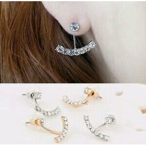 #1160 Korean Silver Plated three-dimensional geometry of curved earrings