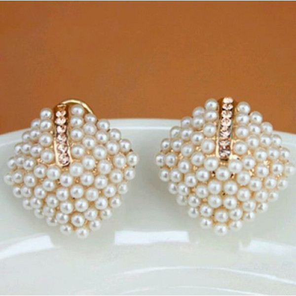 #1162 New Beautiful Rhinestone Square Temperament Type Pearl Stud Earring #1162 New Beautiful Rhinestone Square Temperament Type Pearl Stud Earring