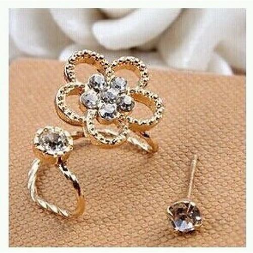 #1164 HOT! 1 Pc  New fashion imitation pearl diamond  flower ear cuff earrings