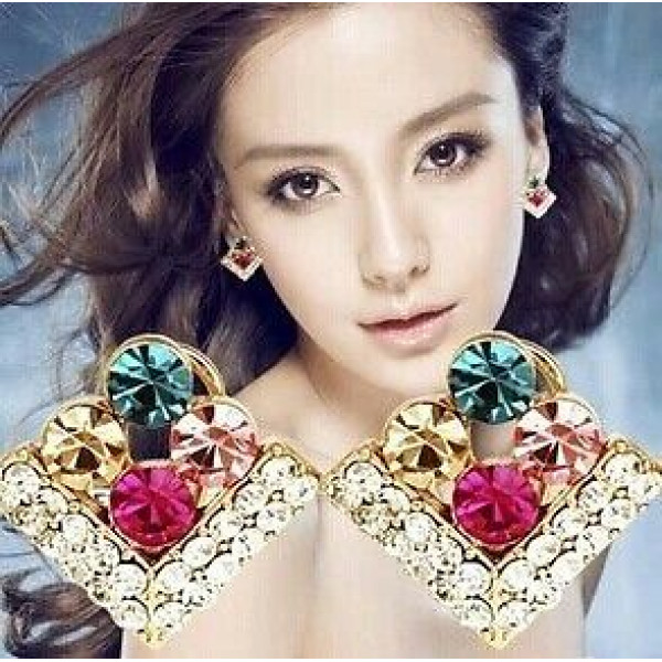 #1173 Korean fashion triangle-shaped earrings cute female mixed color earring #1173 Korean fashion triangle-shaped earrings cute female mixed color earring