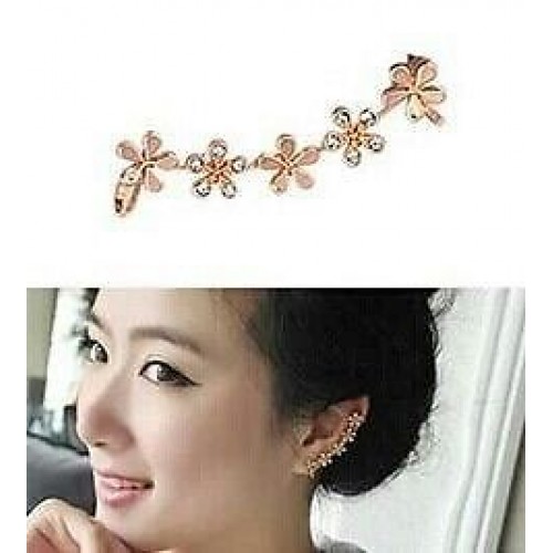 #1176 Korean big no pierced earrings plum flower earrings diamond earrings