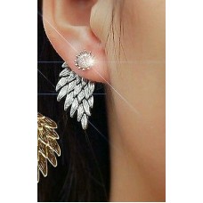 #1180 Women Angel Wings Rhinestone Inlaid Alloy Ear Studs Party Jewelry Earring