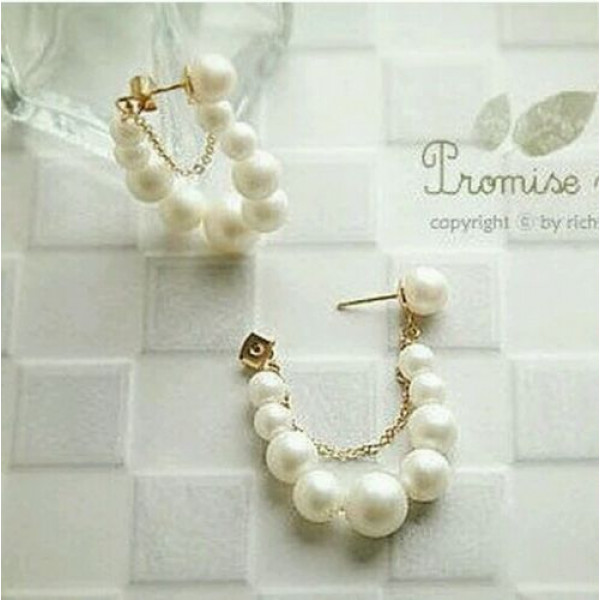 #1185 2016 New Wholesale Fashion White Pearls Retro Womens Earrings