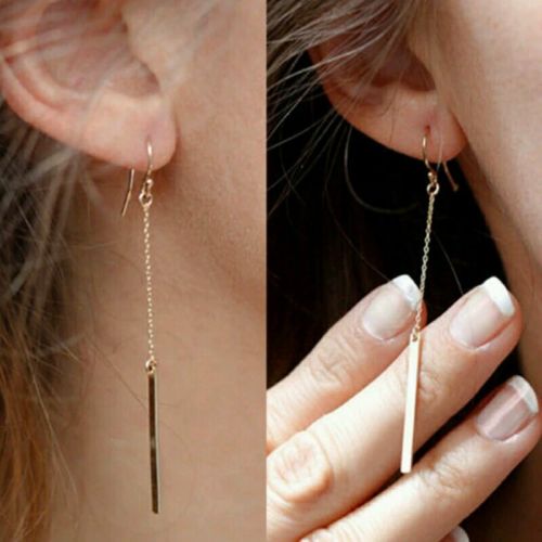 #1187 European popular simple long section of a chain-shaped ear hook earrings