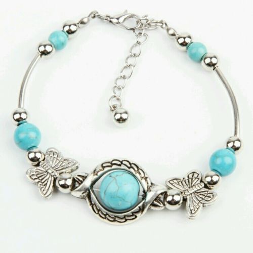 #3005 Newly Arrival Trendy Turquoise Mosaic Handmade Butterfly Bracelet