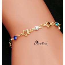 #3008 Gold Plated Bracelets Colorful Crystal Star Shinning Women Bracelets