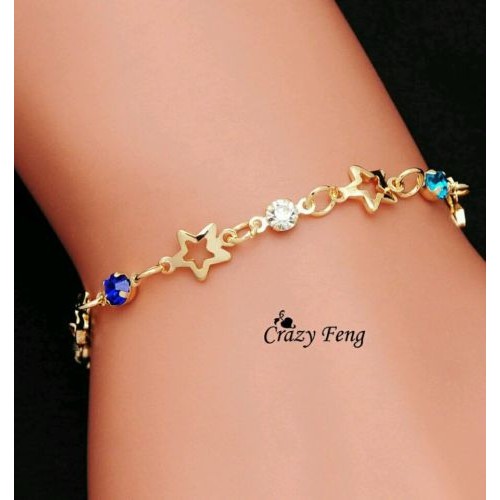 #3008 Gold Plated Bracelets Colorful Crystal Star Shinning Women Bracelets