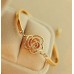 #3009 Women Golden Flower Crystal Rose Bangle Cuff Chain Bracelet