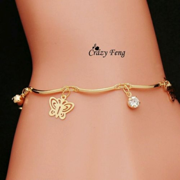 #3010 New fashion hot butterfly crystal jewelry charm bracelet