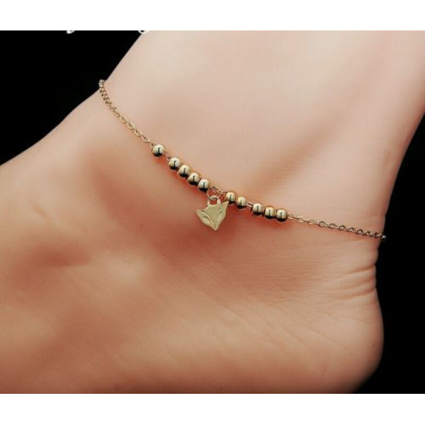 #3013 Gold Plated Fox Pendants Beads Chain Anklets Foot Leg Chain Bracelets #3013 Gold Plated Fox Pendants Beads Chain Anklets Foot Leg Chain Bracelets