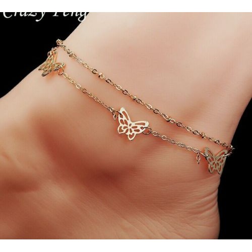 #3019 Golden Butterfly Bell Charms Anklet Chain On the Leg Bracelet foot Anklets