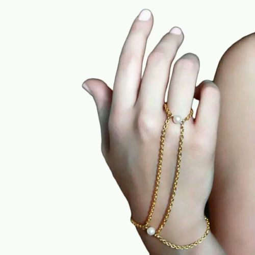 #3020 Classic Imitation Pearl Bracelet Finger  Bangle Slave Chain Jewelry