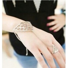 #3027  Punk Metal Silver Triangle Mesh One Simple Hand Jewelry Chain Bracelet