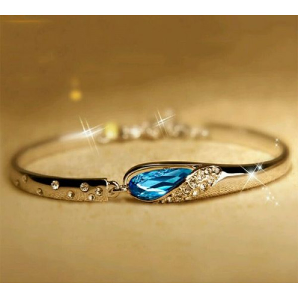 #3033 Fashion New Crystal Women Bracelet Blue Color Silver Plated Charm Bracelet #3033 Fashion New Crystal Women Bracelet Blue Color Silver Plated Charm Bracelet