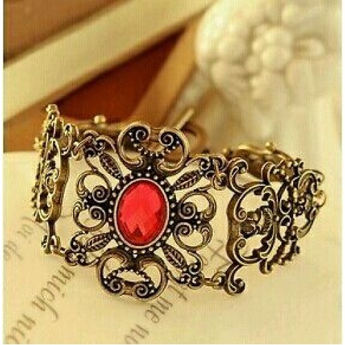 #3041 Fashion Luxury Palace Retro Flower Vine Flowers Imitation Ruby Bracelet