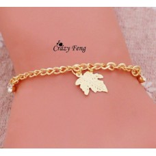 #3044 New fashion hot leaf design crystal jewelry charm bracelet