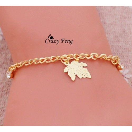 #3044 New fashion hot leaf design crystal jewelry charm bracelet