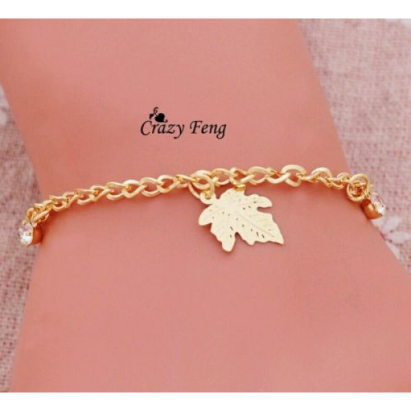 #3044 New fashion hot leaf design crystal jewelry charm bracelet #3044 New fashion hot leaf design crystal jewelry charm bracelet