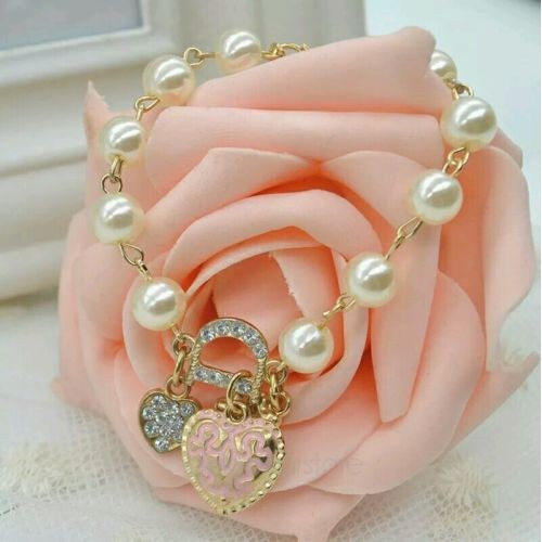 #3050 Korean style Heart flower letter D pendant Charm Bracelet