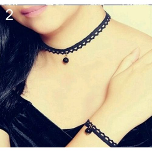 #8016 Sweet Lace Choker Stretch Necklace Set