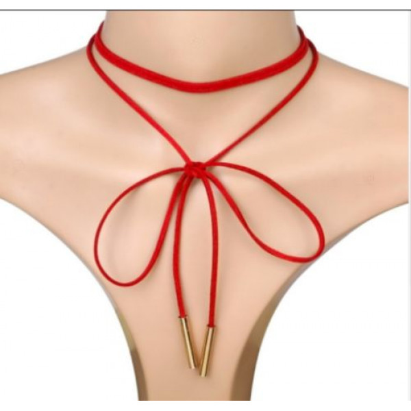 #8022 Ribbon Bow Choker Necklace Suede Bow Choker #8022 Ribbon Bow Choker Necklace Suede Bow Choker