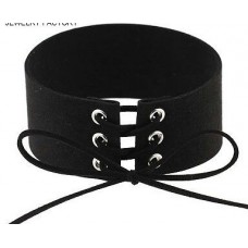 #8024 Wide Leather tattoo chokers necklace Chain Collar Lace Up Women velvet