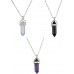 #7097 European and American fashion soul warhead warhead natural stone opal amethyst crystal crystal hexagonal column pendant necklace
