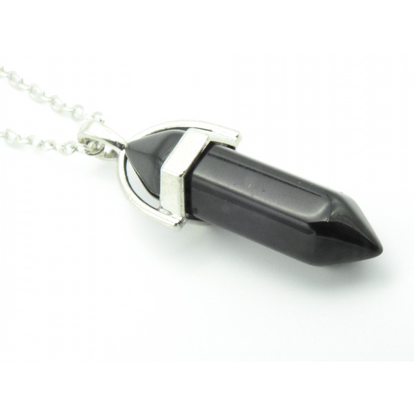 #7097 European and American fashion soul warhead warhead natural stone opal amethyst crystal crystal hexagonal column pendant necklace