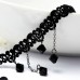 #8006 Women Black Beads Pendant Crystal Bib Chain Jewelry Collar Choker Necklace