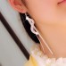 #1004 Women Fashion S-Shape Long Tassels Rhinestone Hook Dangle Linear Earrings