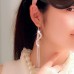 #1004 Women Fashion S-Shape Long Tassels Rhinestone Hook Dangle Linear Earrings