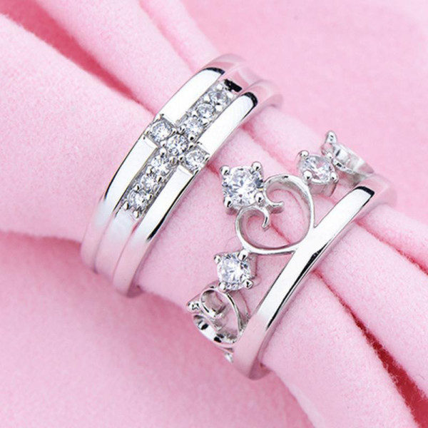 9017 Silver Plated Prince Princes Imperial Crown Adjustable Couple Ring 9017 Silver Plated Prince Princes Imperial Crown Adjustable Couple Ring
