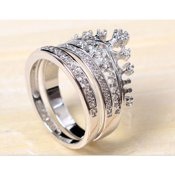 #9006 Women's Fashion Queen Crown Pattern Ring Set Rhinestone Two-piece Rings #9006 Women's Fashion Queen Crown Pattern Ring Set Rhinestone Two-piece Rings